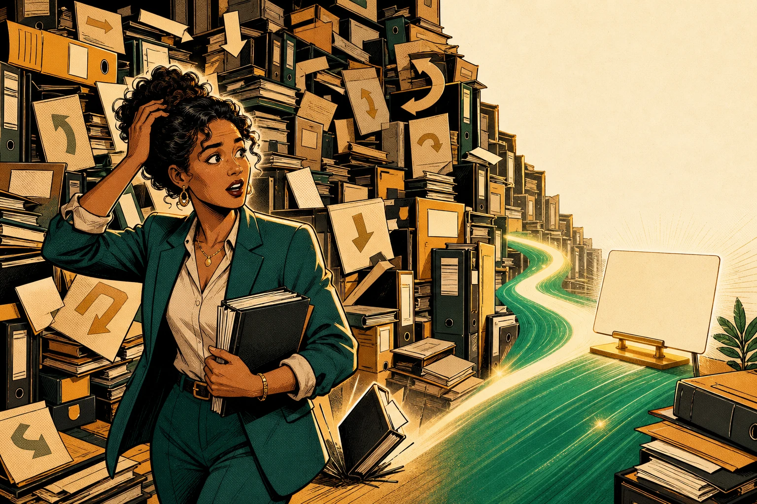 A caller escapes a maze of manuals and confusing steps by following one clear path to the answer